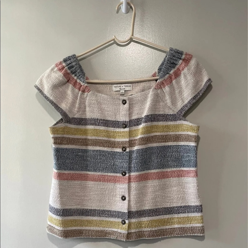 Texture and thread cap sleeve blouse. Madewell